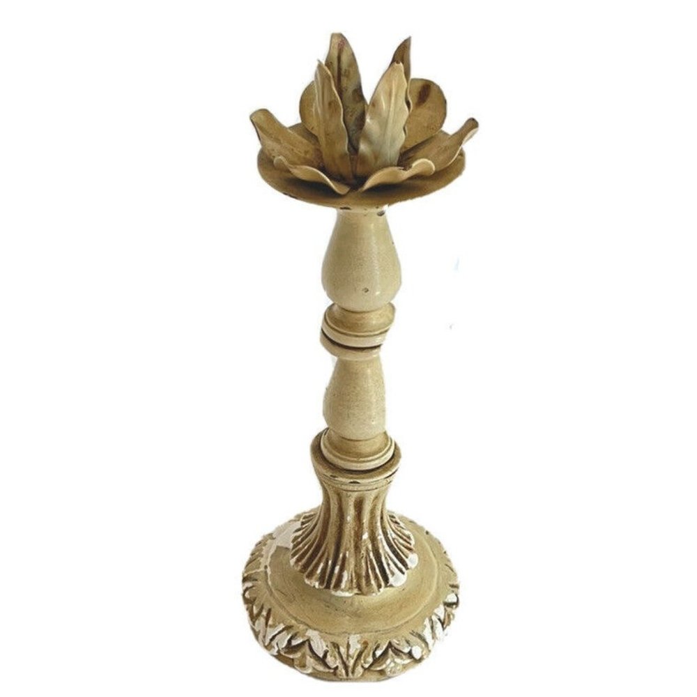 VTG Candle Holder Candlestick Shabby Chic Farmhouse Metal & Resin Shaped Base